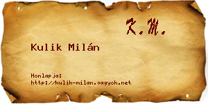 Kulik Milán névjegykártya